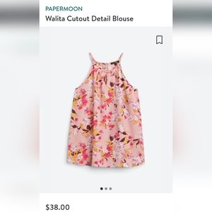 Beautiful pink floral Papermoon brand Walita Tank top blouse size LP